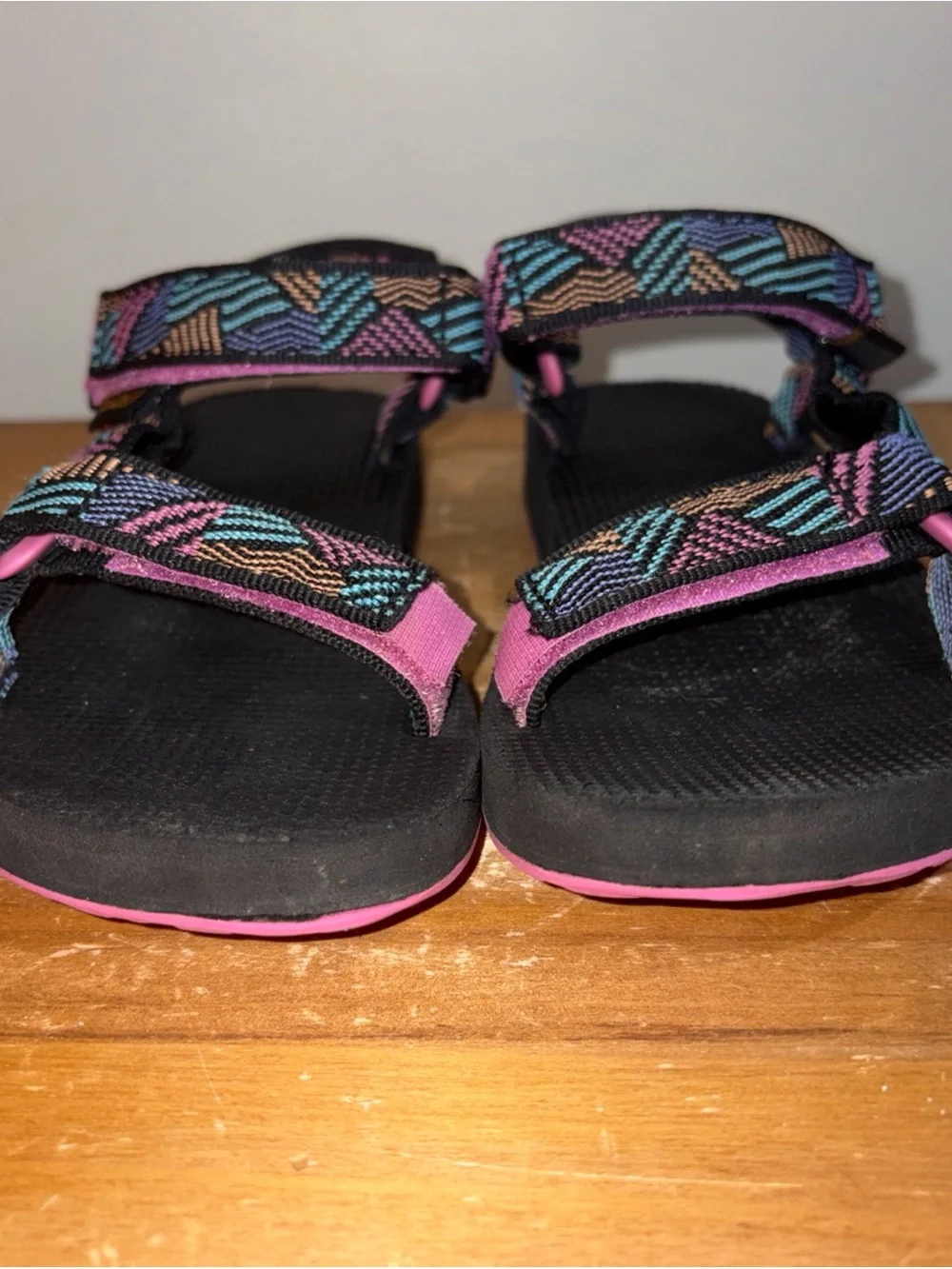 Teva Kids Black Sandals with Multicolor Geometric Straps